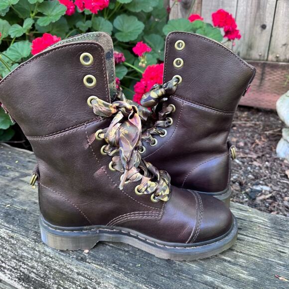 Dr. Martens Aimilta Camo Camouflage Brown Moto Boots Women's 8 US / 6 UK - Picture 8 of 12